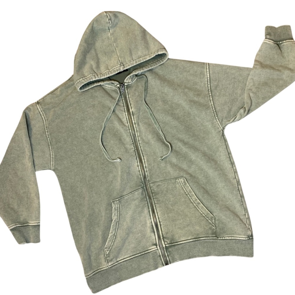 Forever 21 Oil Wash Zip-Up Hoodie